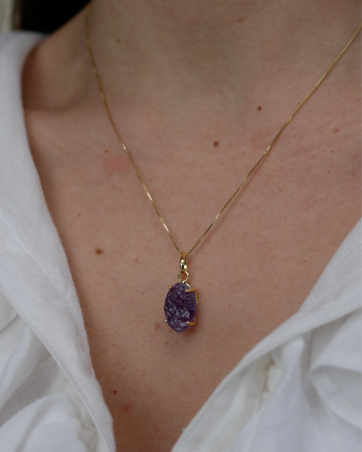 Amethist necklace gold