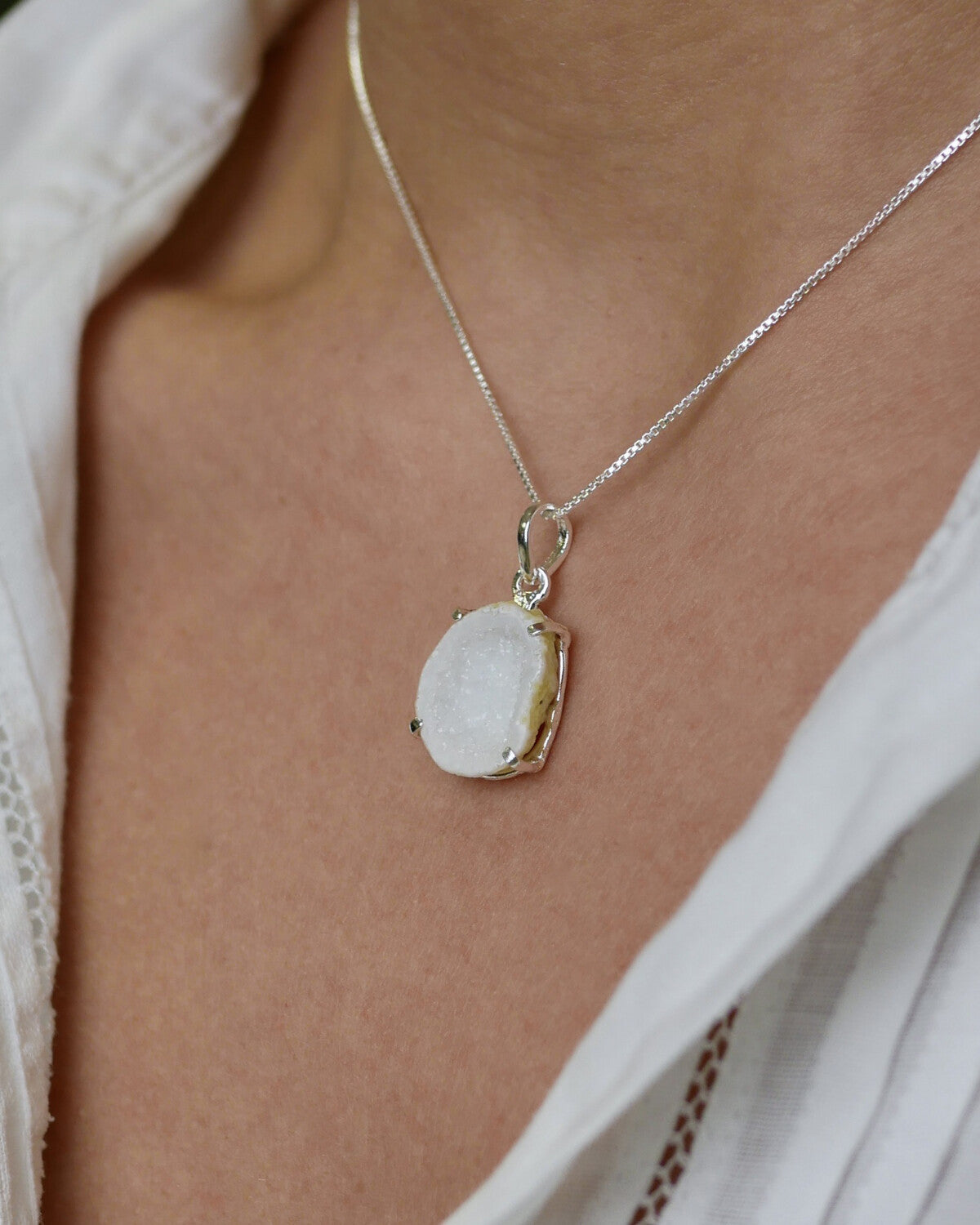 Agate necklace silver 01