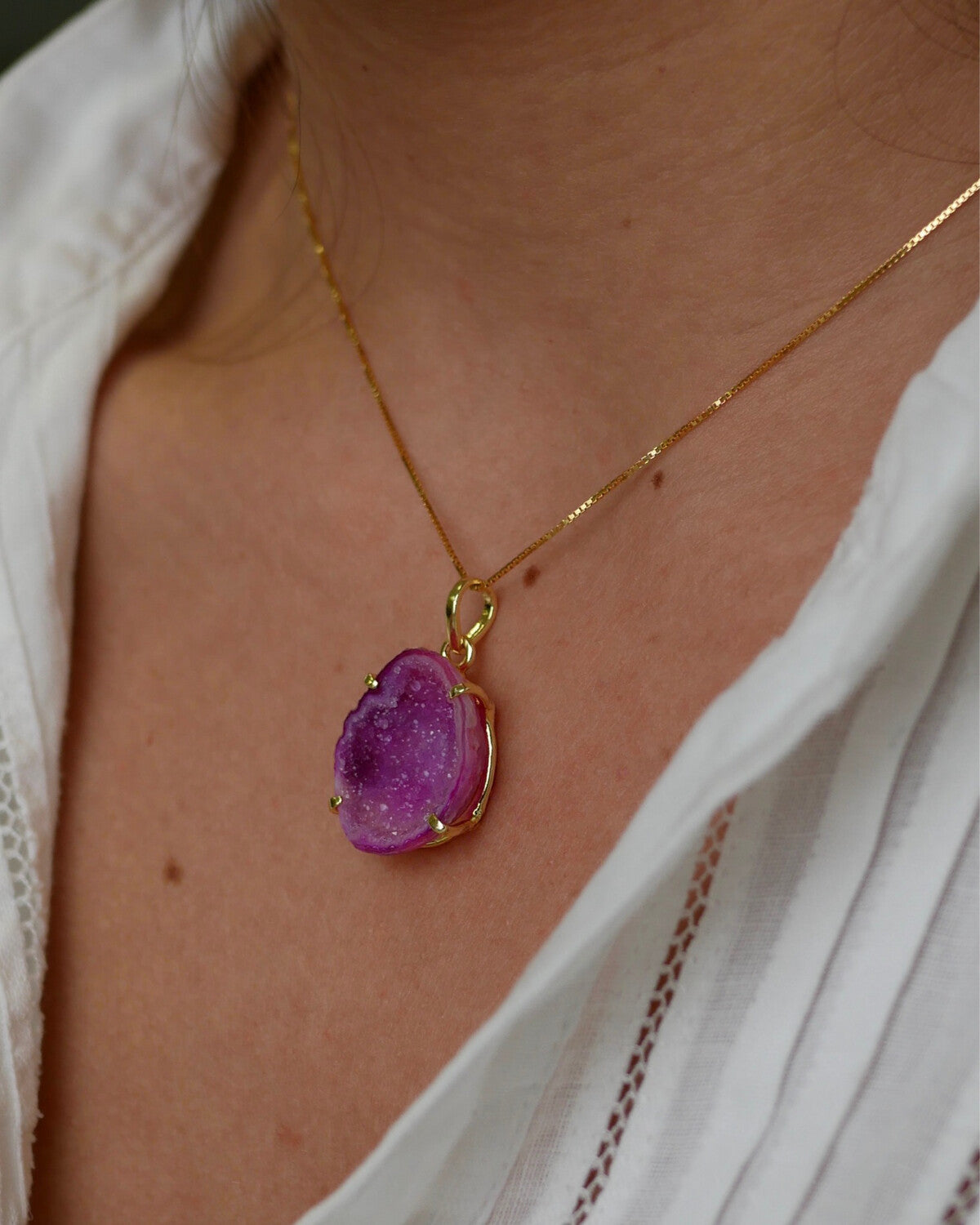 Agate necklace gold 02