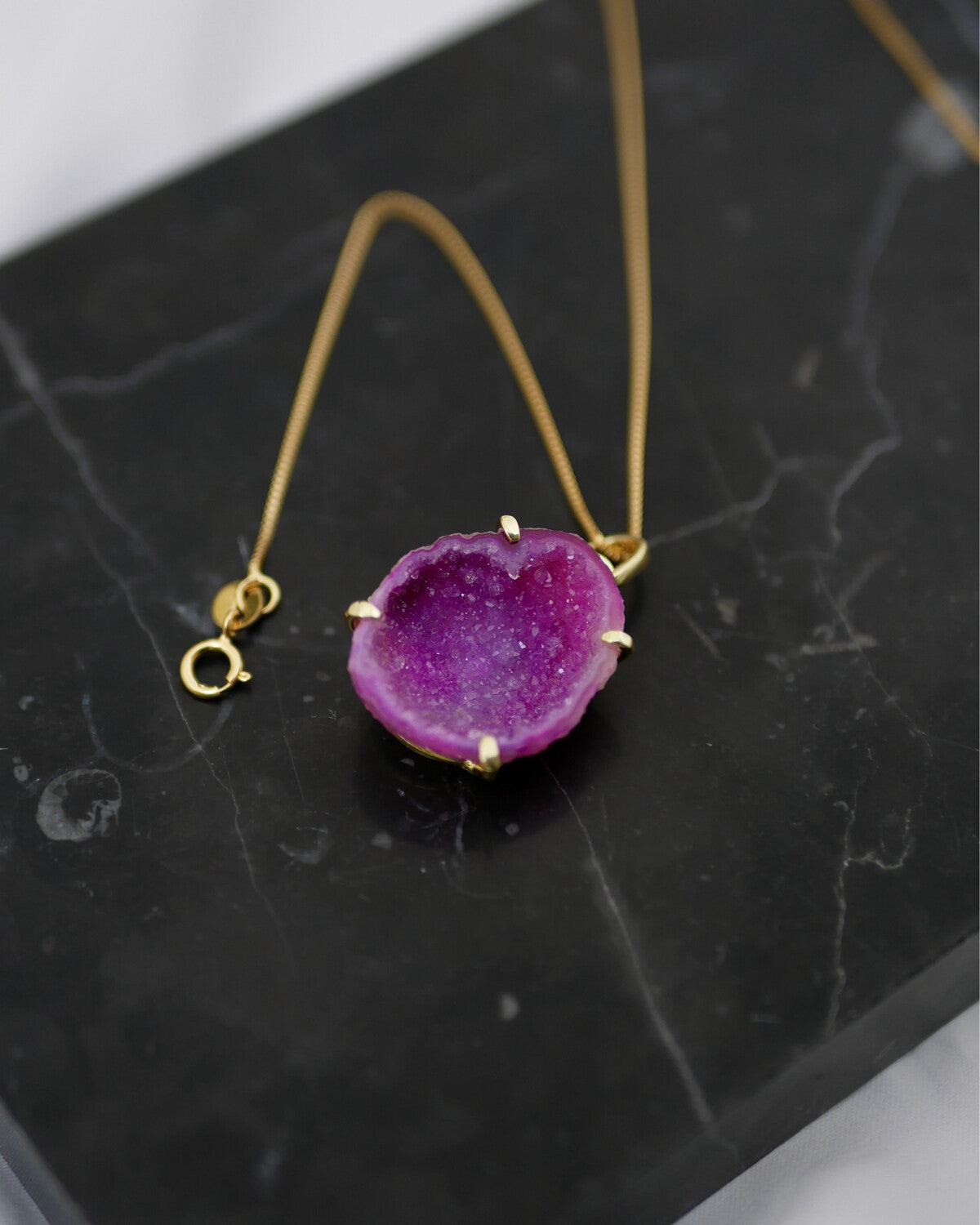 Agate necklace gold 02