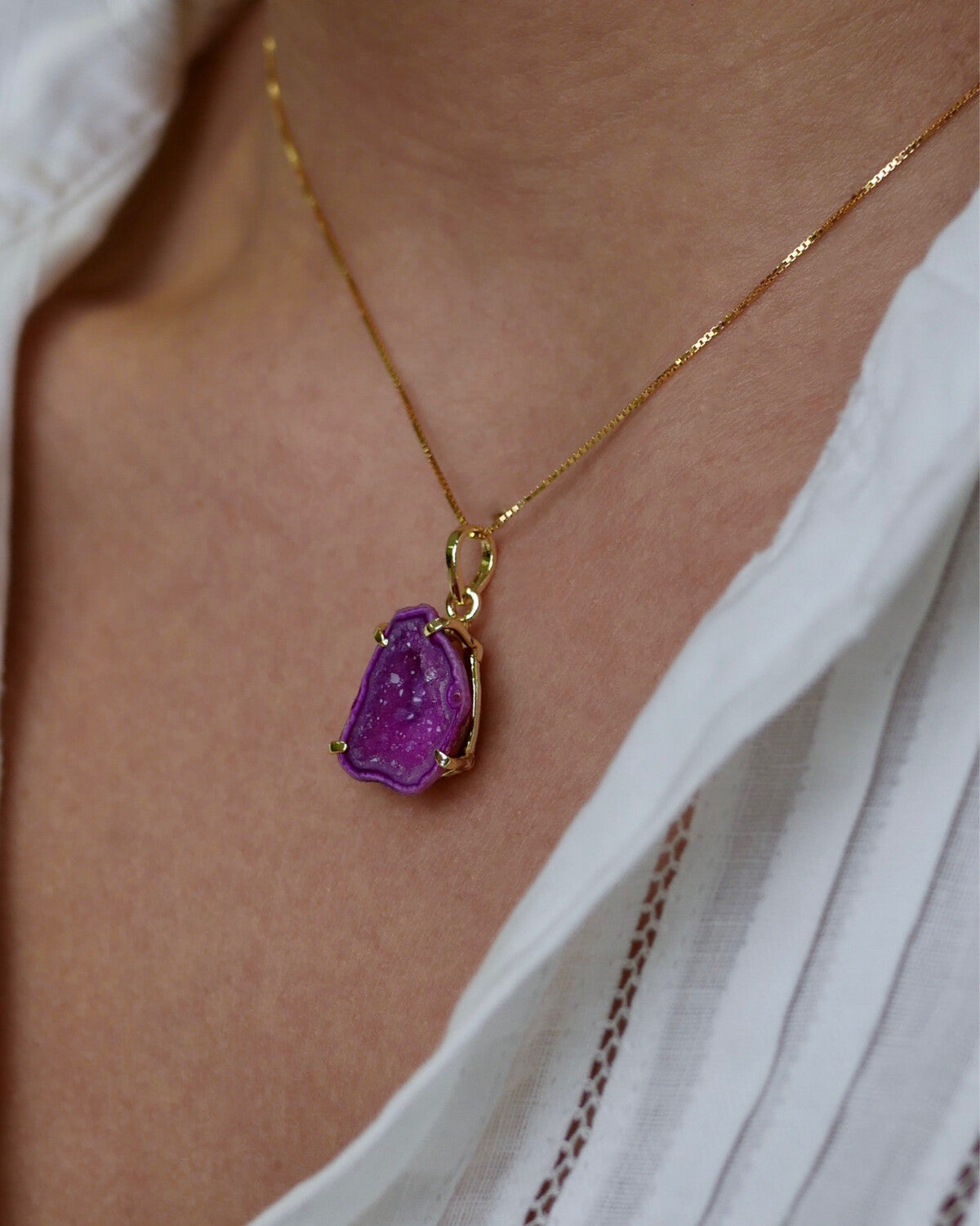 Agate necklace gold 03