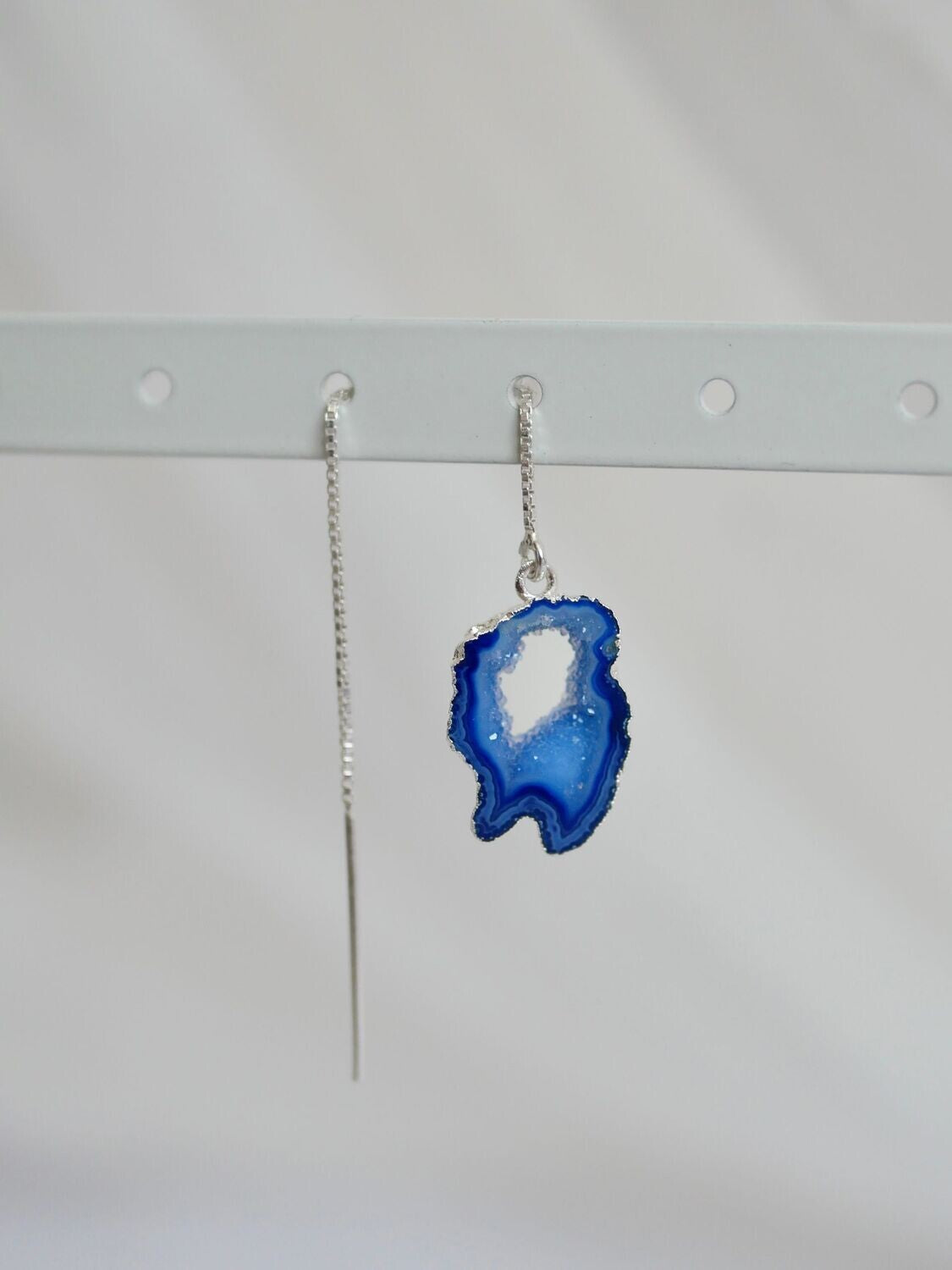 Dangle agate earring silver 01