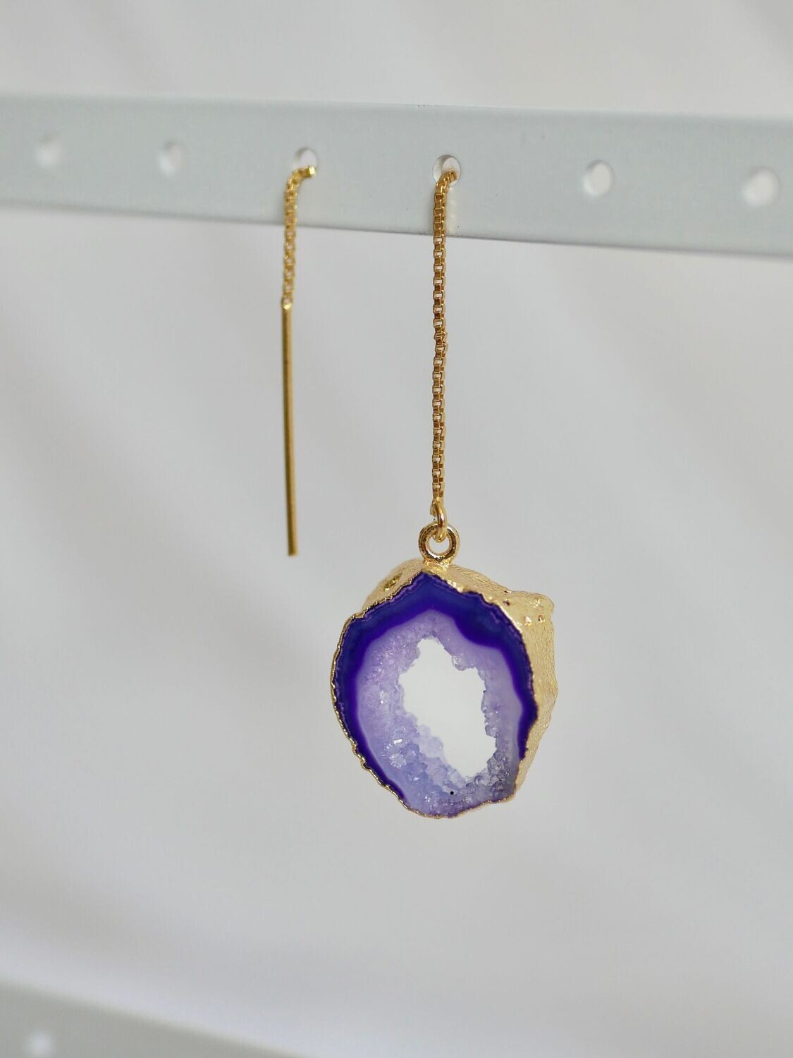 Dangle agate earring gold 04