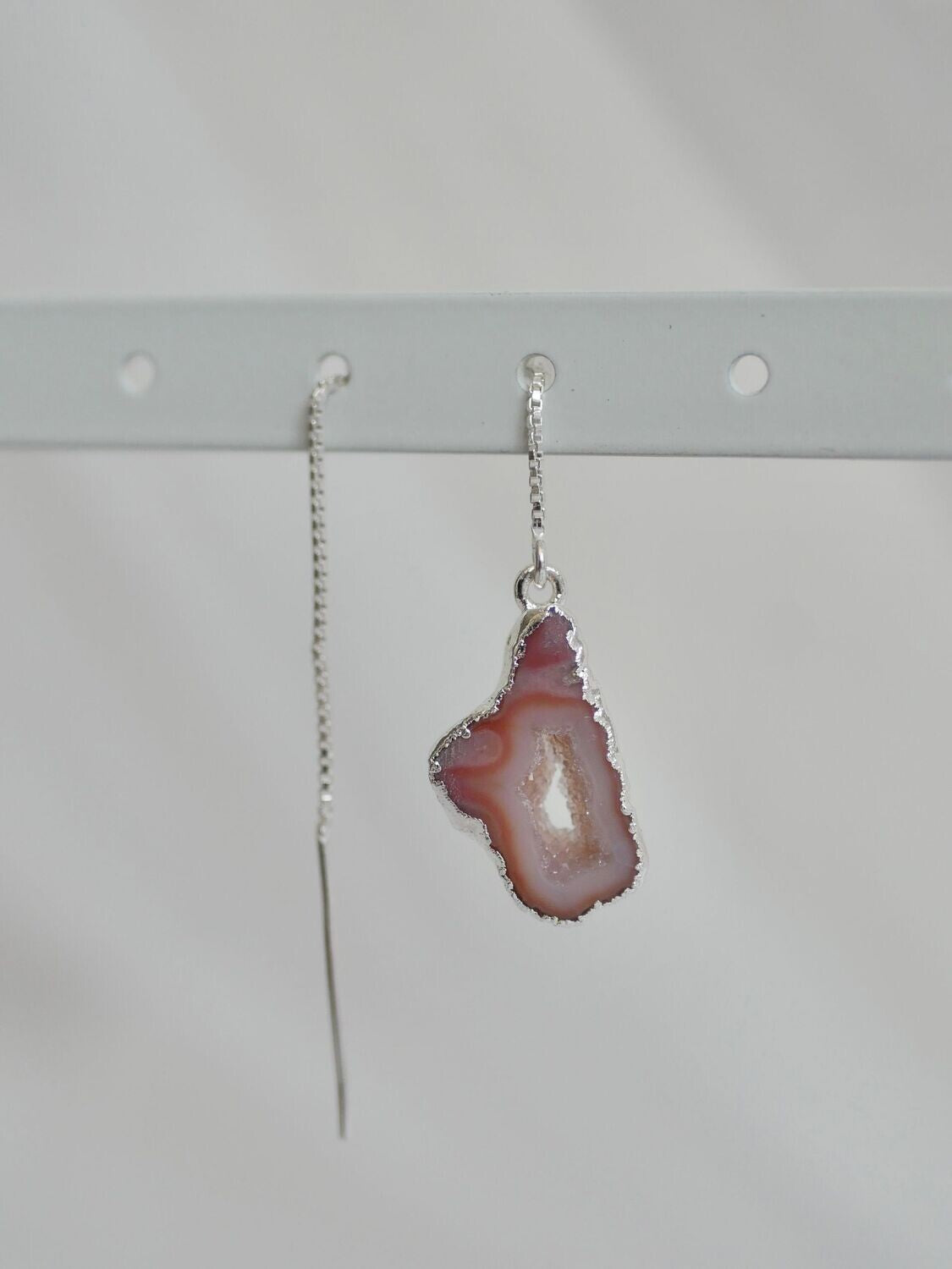 Dangle agate earring silver 02