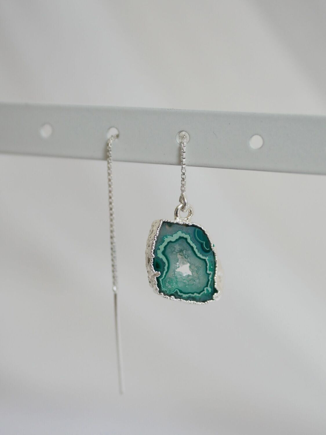 Dangle agate earring silver 03