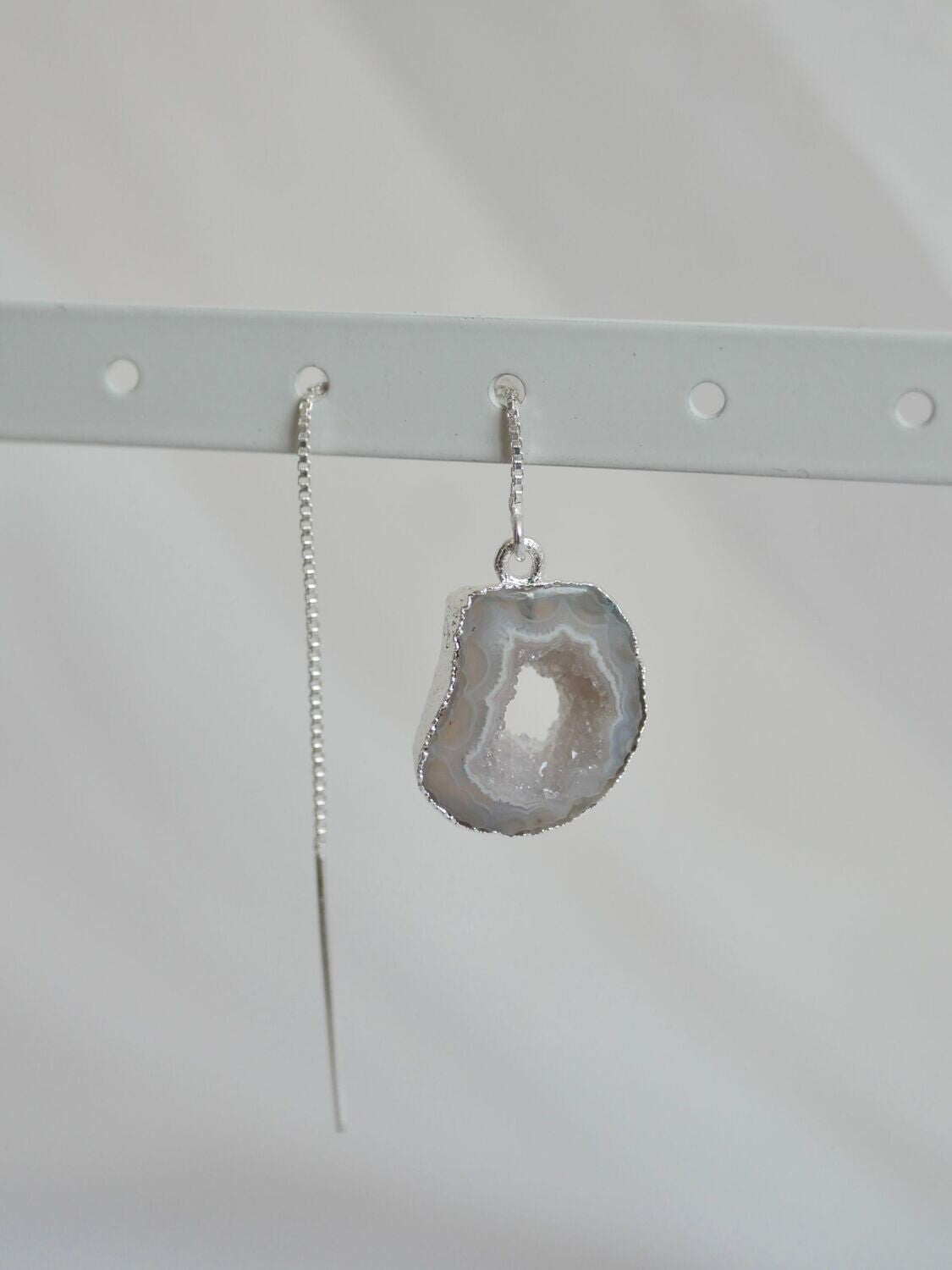 Dangle agate earring silver 04