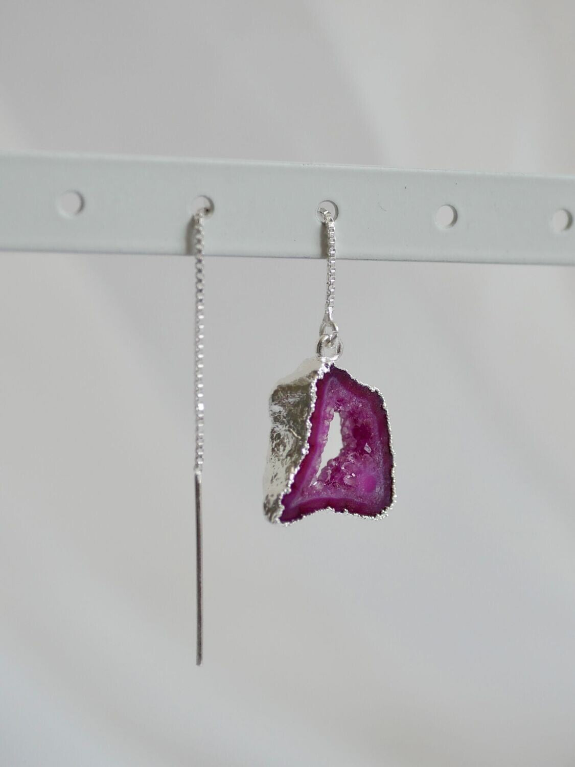 Dangle agate earring silver 05