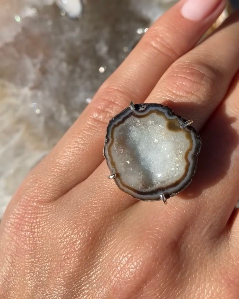 Agate ring silver 03