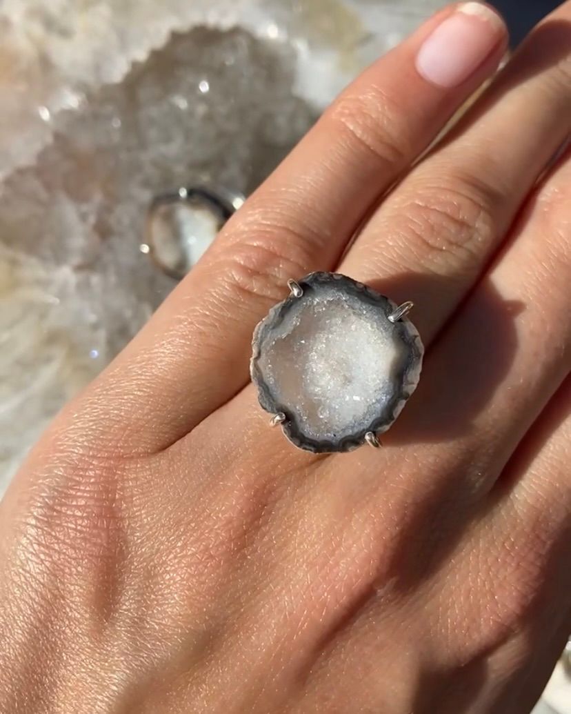 Agate ring silver 06