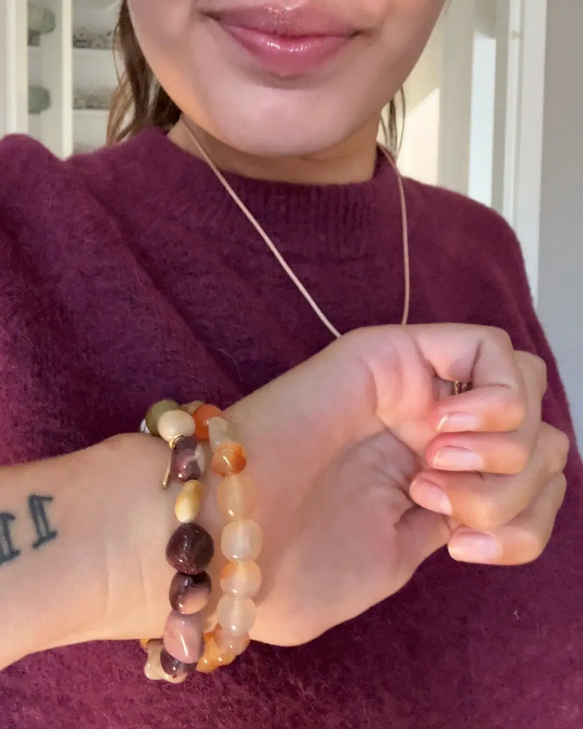 Chunky Gemstone Bracelet in Mookait Stones