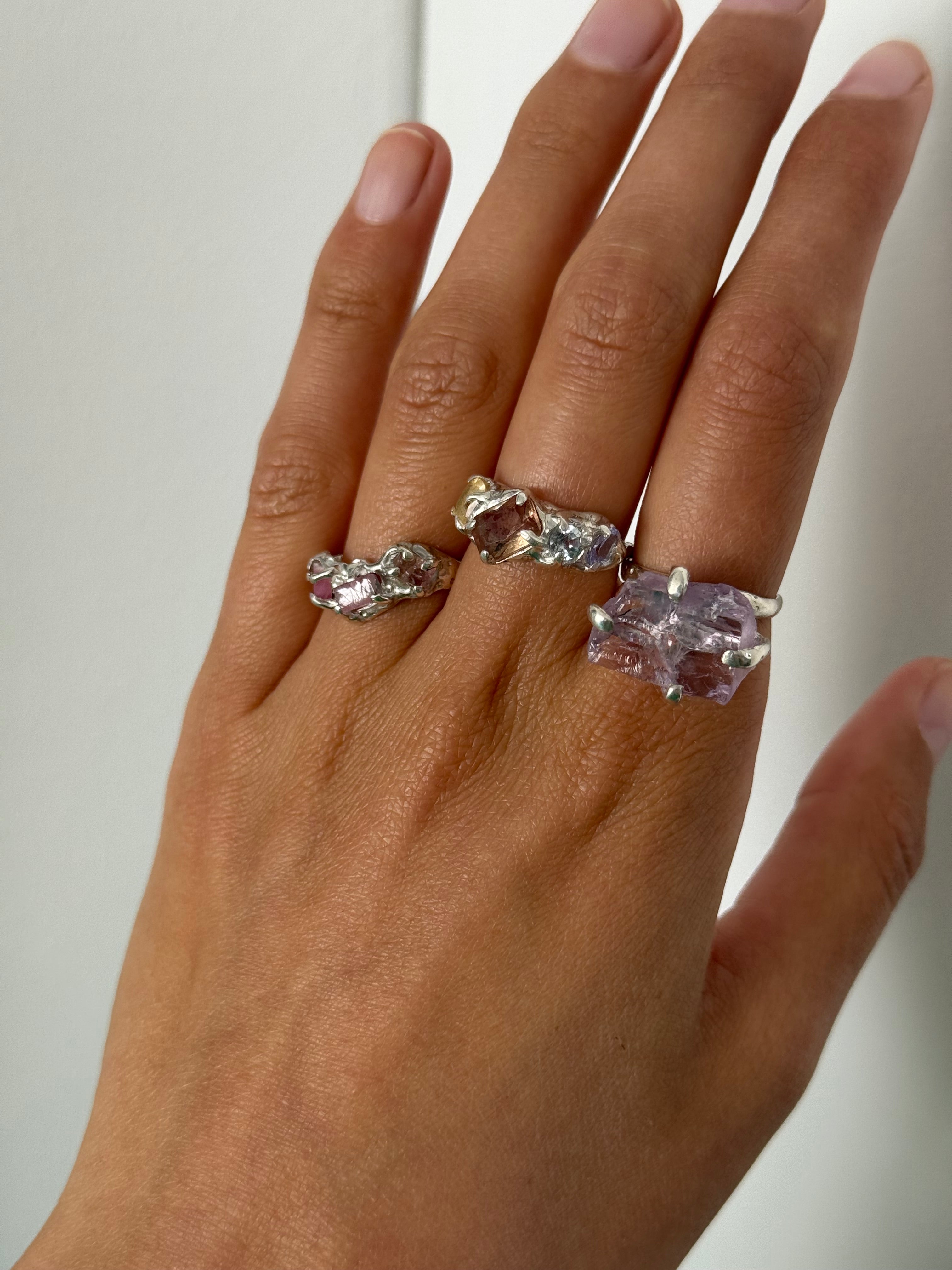 Chuncky Amethist ring silver