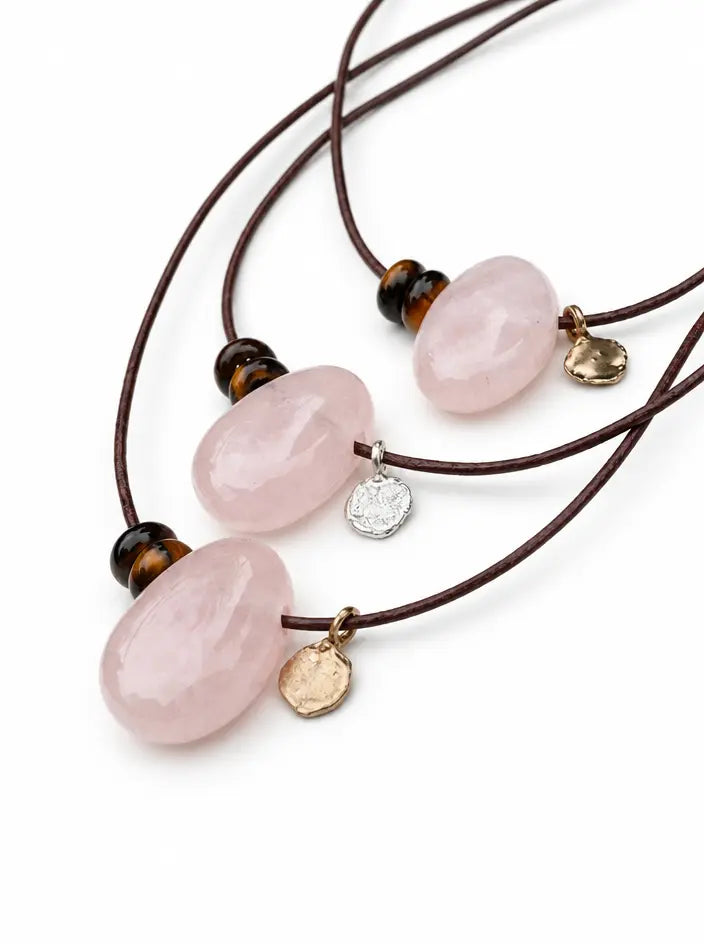 Rose Quartz Necklace Statement Necklace 1 Gold