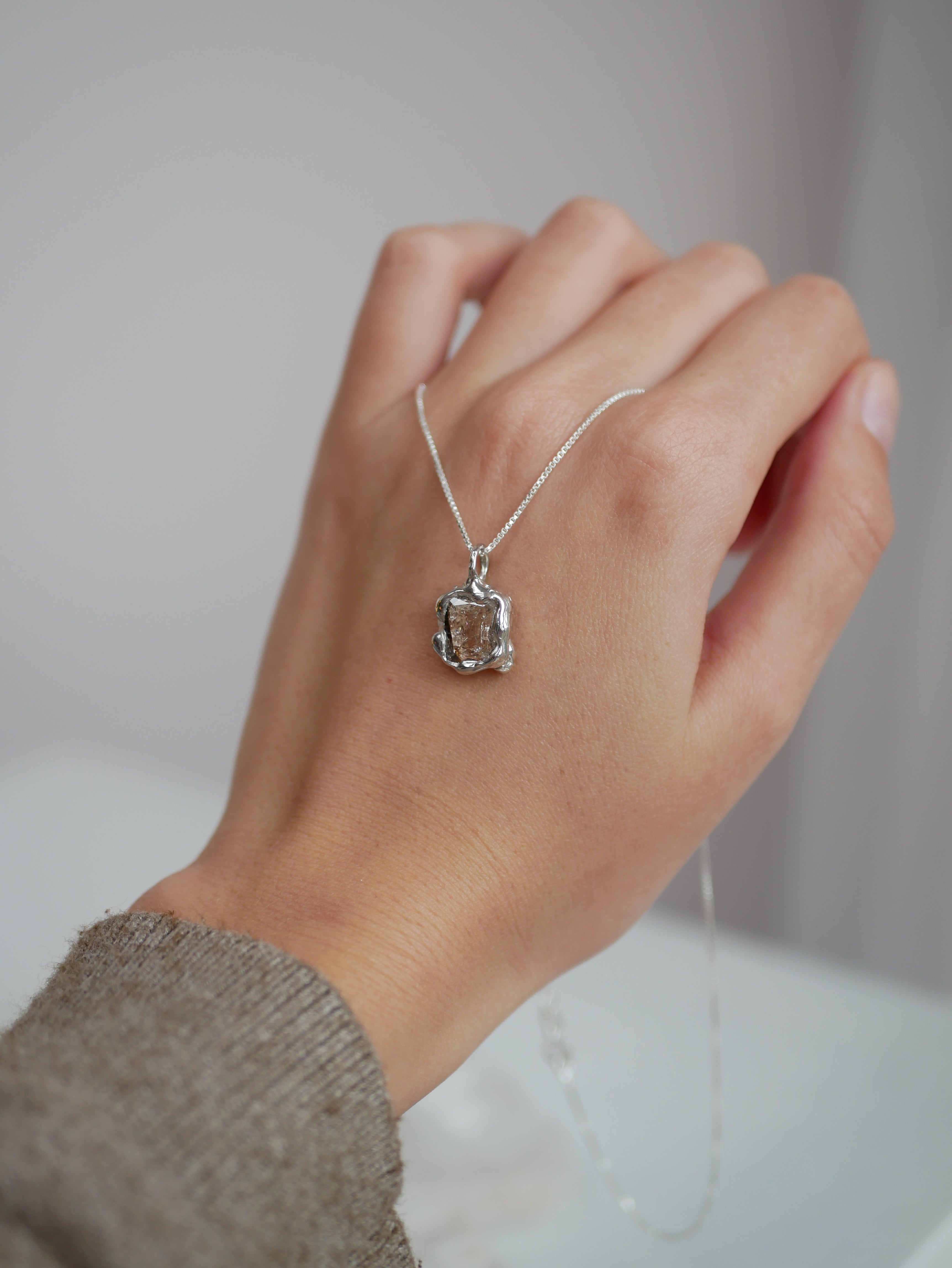 Organic silver necklace