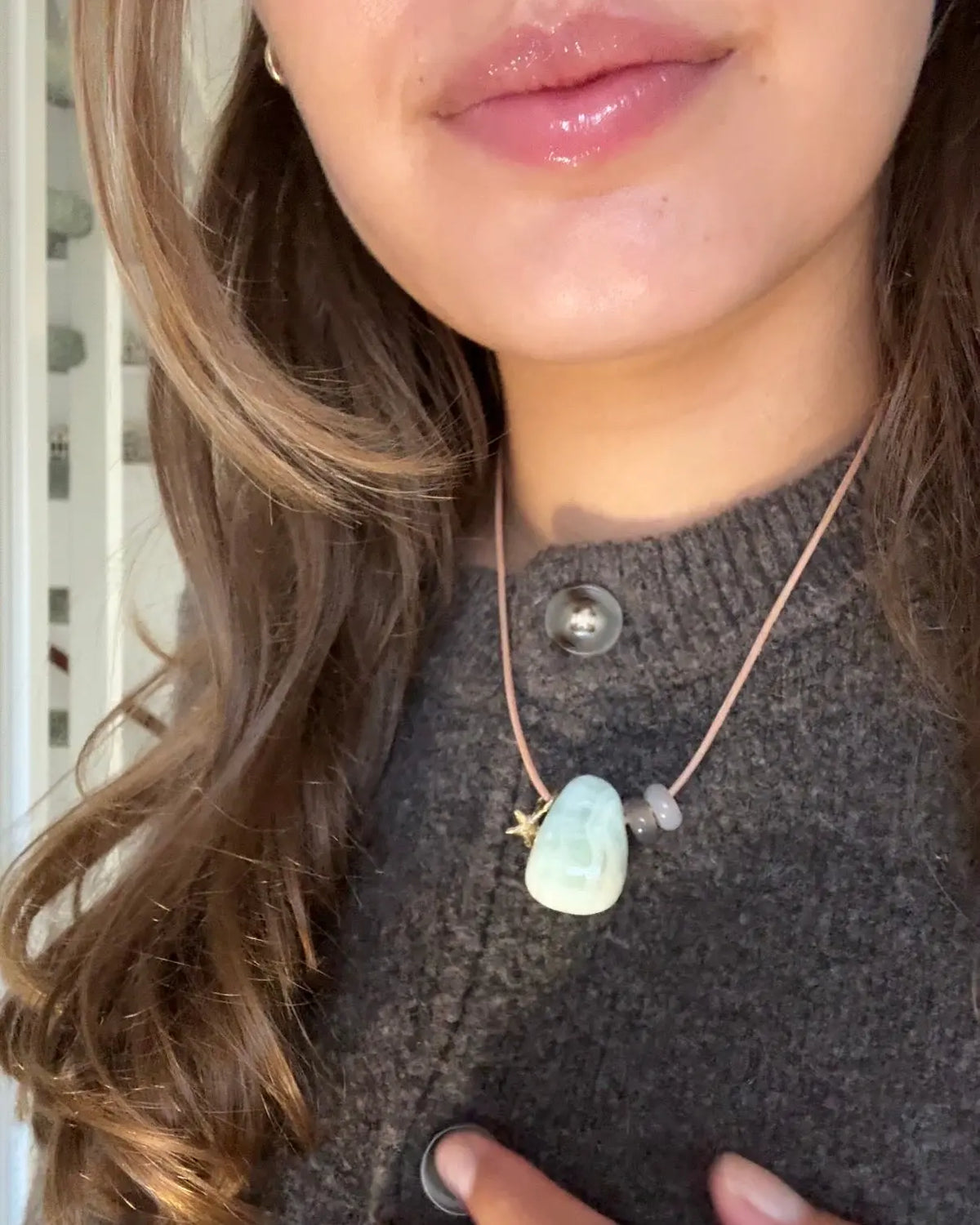 Statement necklace Calcite 3 gold